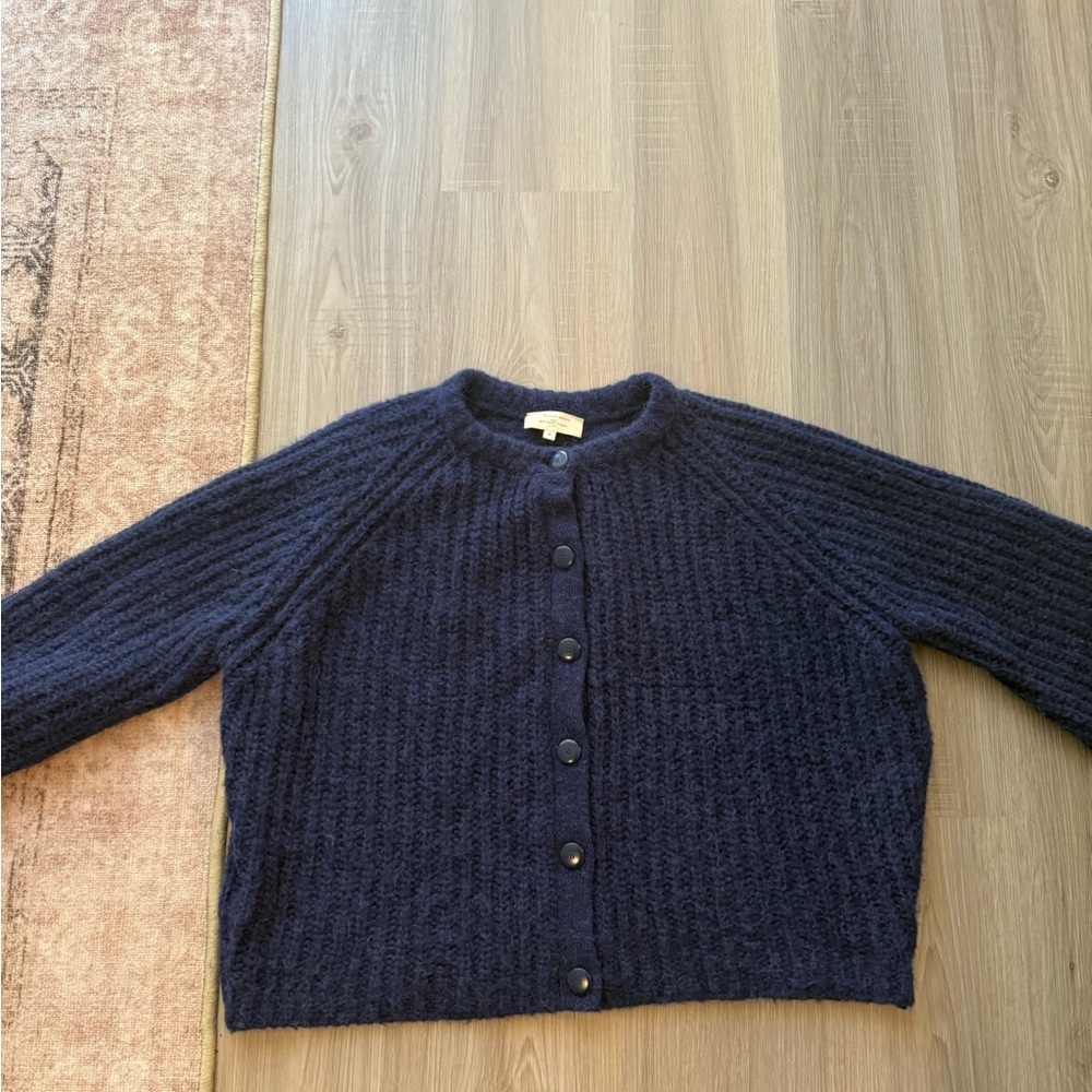 Sezane Navy Chunky Ribbed Button Cardigan - Picture 6 of 6